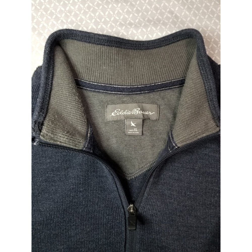 Eddie Bauer Shirt Mens XL Long Sleeve Quarter Zip Pullover Sweater Blue - Picture 2 of 8